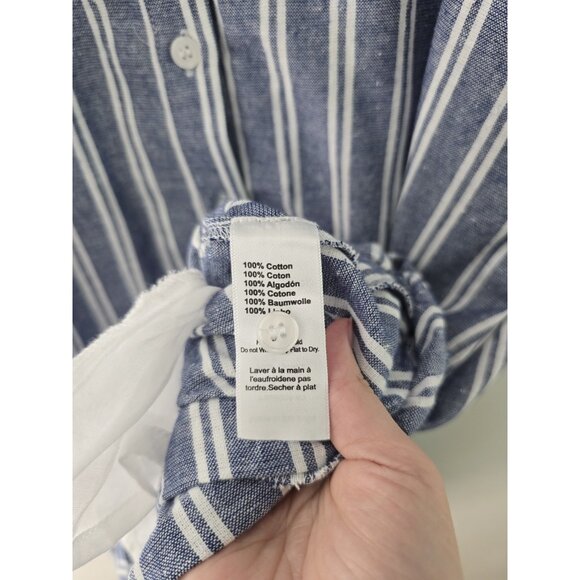 Emerson Fry Love Tomas Cotton Smock Striped Maxi Cottagecore Ruffle Dress S XS - Picture 8 of 10